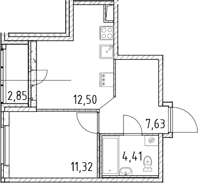 1-комнатная квартира 35.86 м², 11/18 эт., ЖК «Город Первых»
